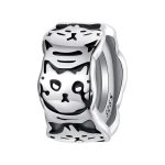 S925 Sterling Silver Platinum-Plated Cute Cat Silicone Spacer Beads Jewelry Beads