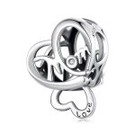 S925 Sterling Silver Mother Day Heart Shape Bracelet Beads