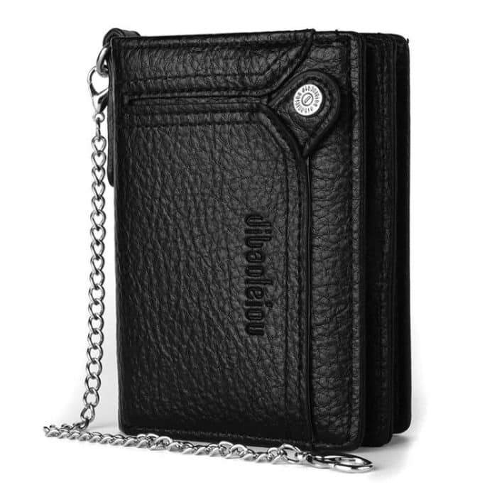 TBD0605900801A.jpg Dibaoleiou Men Anti-Theft Chain Wallet Retro Money Purse Driver License Card Bag Zipper Coin Purse – Bild 1