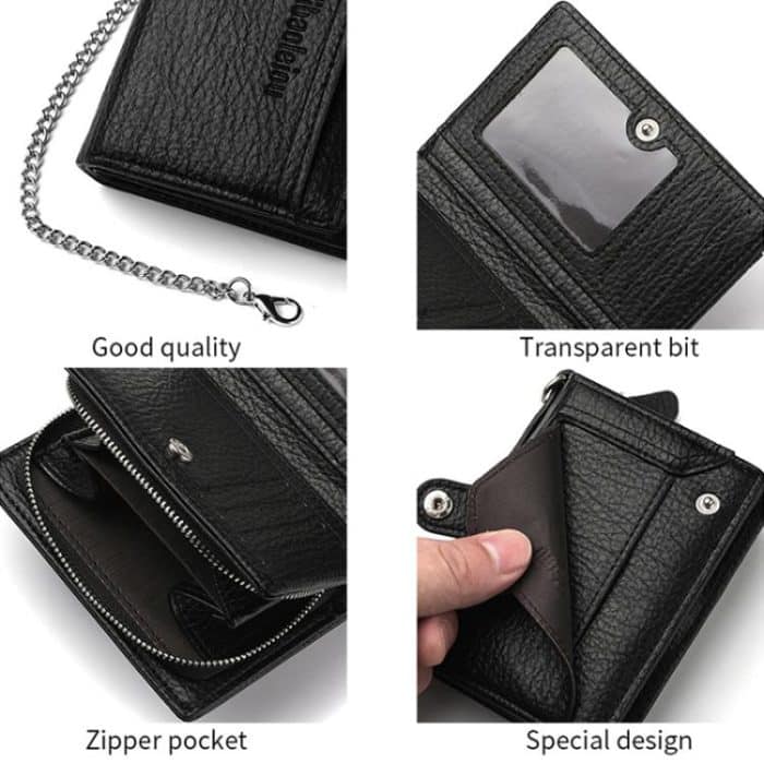 Dibaoleiou Men Anti-Theft Chain Wallet Retro Money Purse Driver License Card Bag Zipper Coin Purse – Bild 7