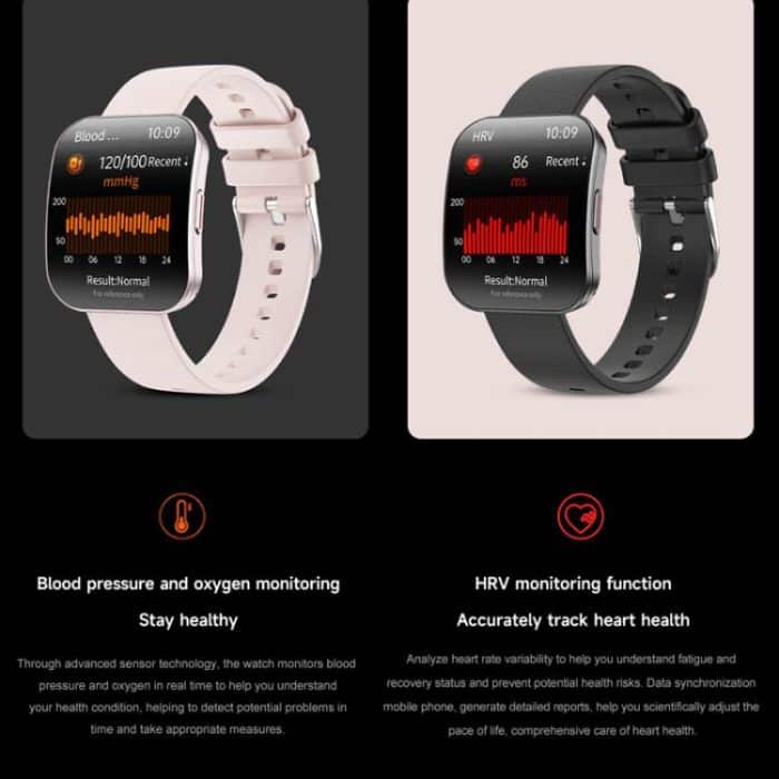 QS08 1.85 Inch Full-Screen Smart Watch with Real-Time Heart Rate/Blood Glucose/Blood Oxygen Monitor, SOS Alert, Sleep Tracking – Bild 11