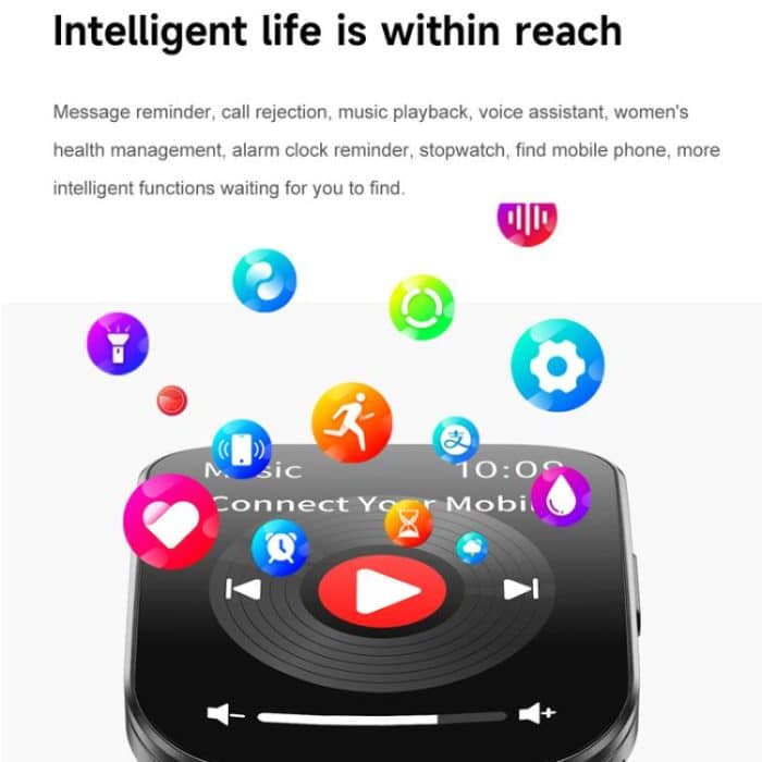 QS08 1.85 Inch Full-Screen Smart Watch with Real-Time Heart Rate/Blood Glucose/Blood Oxygen Monitor, SOS Alert, Sleep Tracking – Bild 17