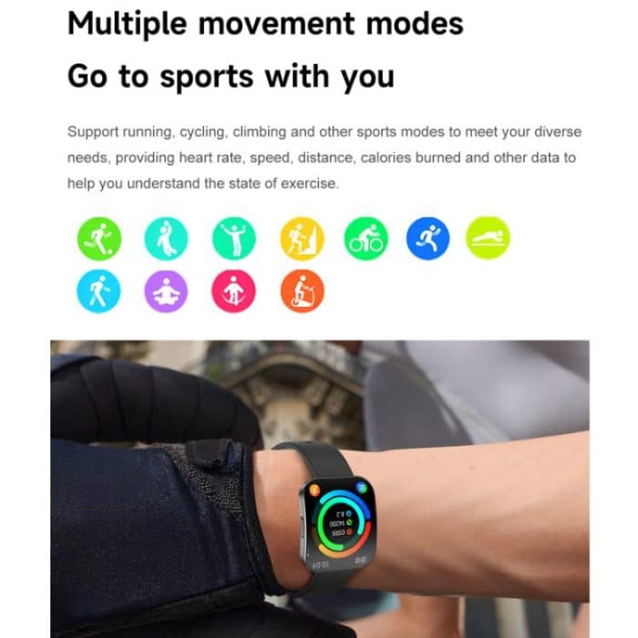 QS08 1.85 Inch Full-Screen Smart Watch with Real-Time Heart Rate/Blood Glucose/Blood Oxygen Monitor, SOS Alert, Sleep Tracking – Bild 8