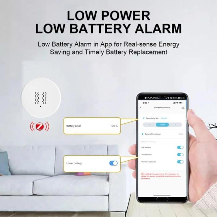 Kompatibler Tuya ZigBee Smart Vibration Tilt Sensor Echtzeit Shock Alarm Sicherheitsschutz – Bild 10