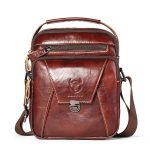 BULL CAPTAIN 041 Large Capacity Top Layer Cowhide Retro Shoulder Messenger Bag