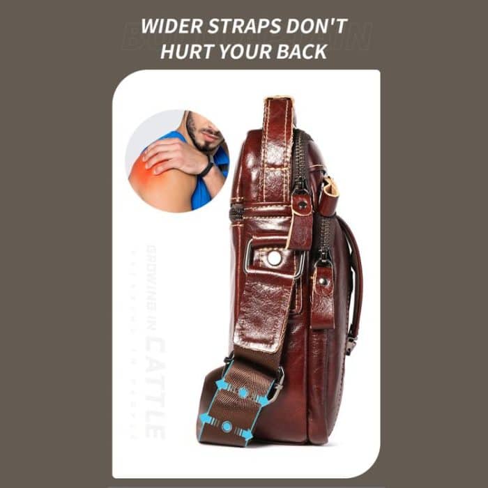 BULL CAPTAIN 041 Large Capacity Top Layer Cowhide Retro Shoulder Messenger Bag – Bild 5