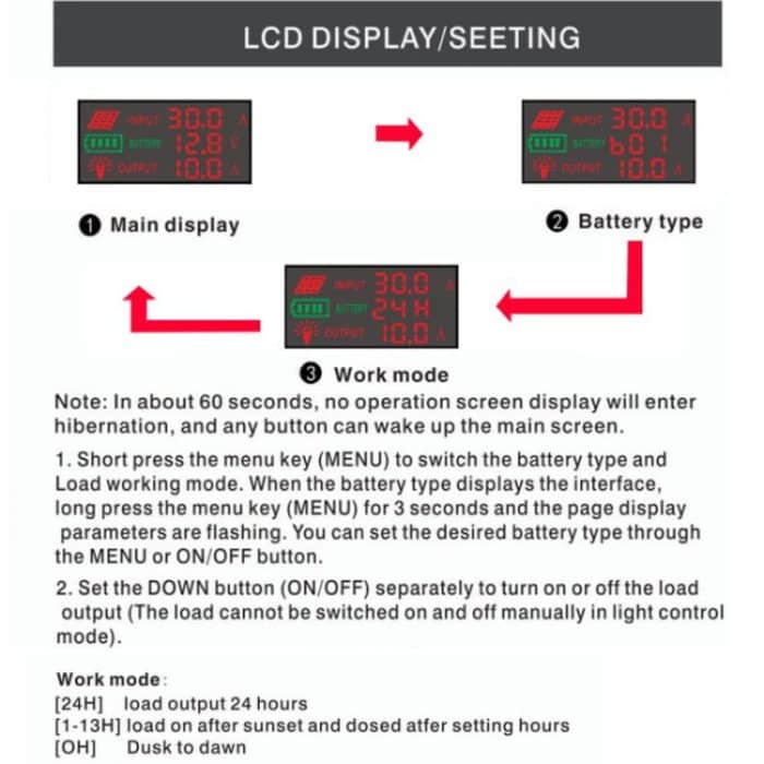 12V 24V Setup-Free Color Screen Luminous Display Solar Controller PV Solar Charge Controller, 10A, 20A, 30A, 40A, 50A, 60A – Bild 9