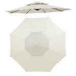 8-Rib Replacement Canopy For Outdoor Patio Umbrella Double Top Waterproof Sunshade Fabric, 2.7 Meters, 3 Meters