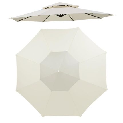 8-Rib Replacement Canopy For Outdoor Patio Umbrella Double Top Waterproof Sunshade Fabric, 2.7 Meters, 3 Meters