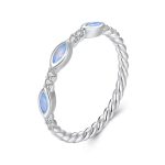S925 Sterling Silver Platinum-Plated Zircon Nano Opal Ring