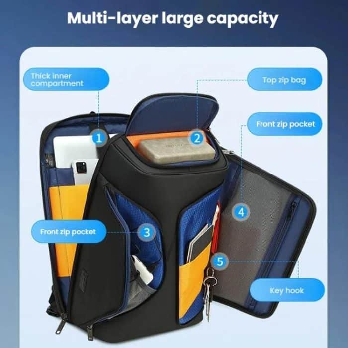 Wiersaam Men Anti-Theft Business Travel Backpack Water-Resistant Laptop Backpack With USB Charging Port, WY1330 Black, WY1330 Gray – Bild 4