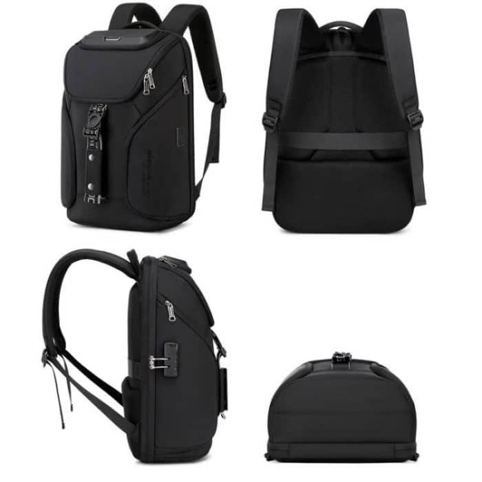 Wiersaam WY68173 Men Waterproof Anti-Theft Business Backpack With Lock & USB Ports, WY68173 Black – Bild 3