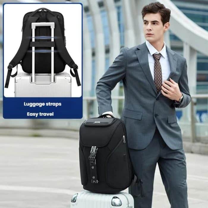 Wiersaam WY68173 Men Waterproof Anti-Theft Business Backpack With Lock & USB Ports, WY68173 Black – Bild 8