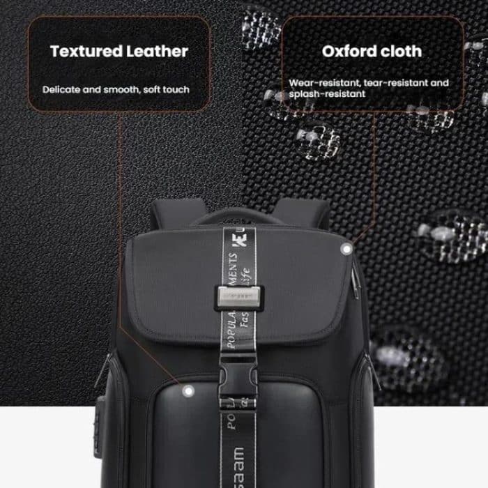 Wiersaam WY1200 Men Waterproof Anti-Theft Business Backpack Multiple Organizer Compartments, WY1200 Black – Bild 7