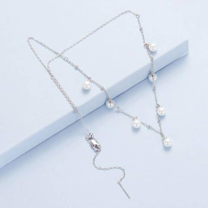 S925 sterling Silver Platinum-Plated Elegant Shell Pearl Necklace – Bild 3