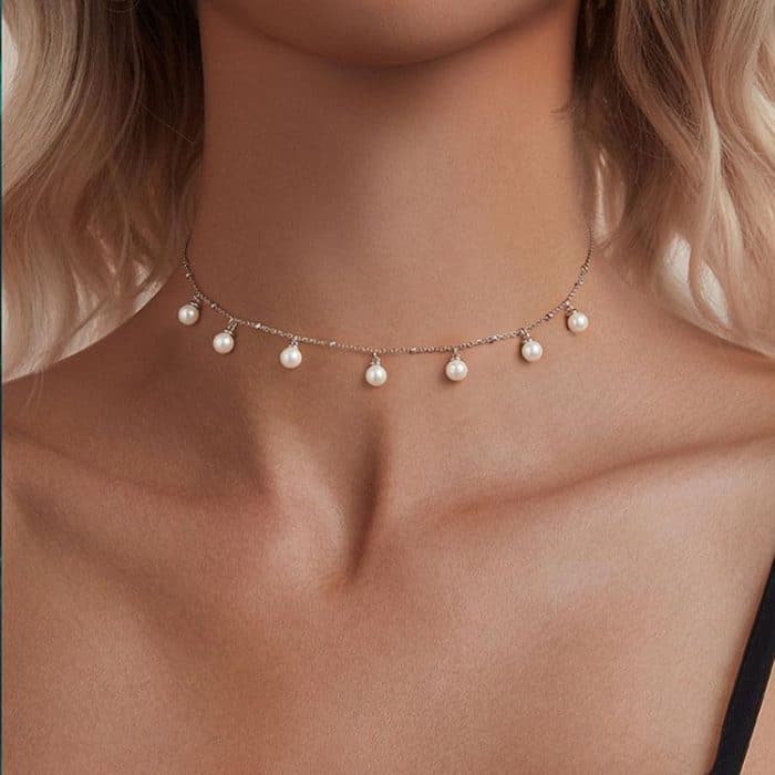 S925 sterling Silver Platinum-Plated Elegant Shell Pearl Necklace – Bild 6