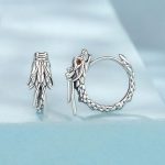 S925 Sterling Silver Oxidized Flying Dragon Earrings – Bild 3