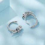 S925 Sterling Silver Oxidized Flying Dragon Earrings – Bild 4