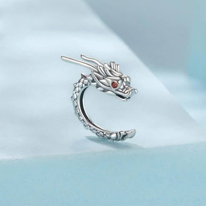 S925 Sterling Silver Zircon Dragon Shape Earrings Ear Bone Clip – Bild 2