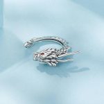 S925 Sterling Silver Zircon Dragon Shape Earrings Ear Bone Clip – Bild 3