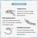 S925 Sterling Silver Zircon Dragon Shape Earrings Ear Bone Clip – Bild 5