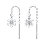S925 Sterling Silver Platinum-Plated Snowflake Ear Wire Ear Studs