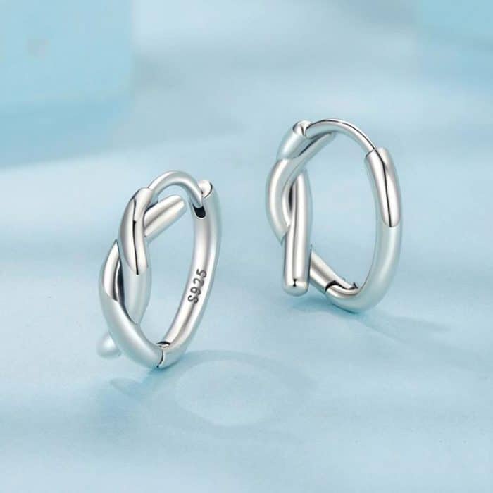 S925 Sterling Silver Oxidized Twist Knot Earrings Twisted Rope Earrings – Bild 3