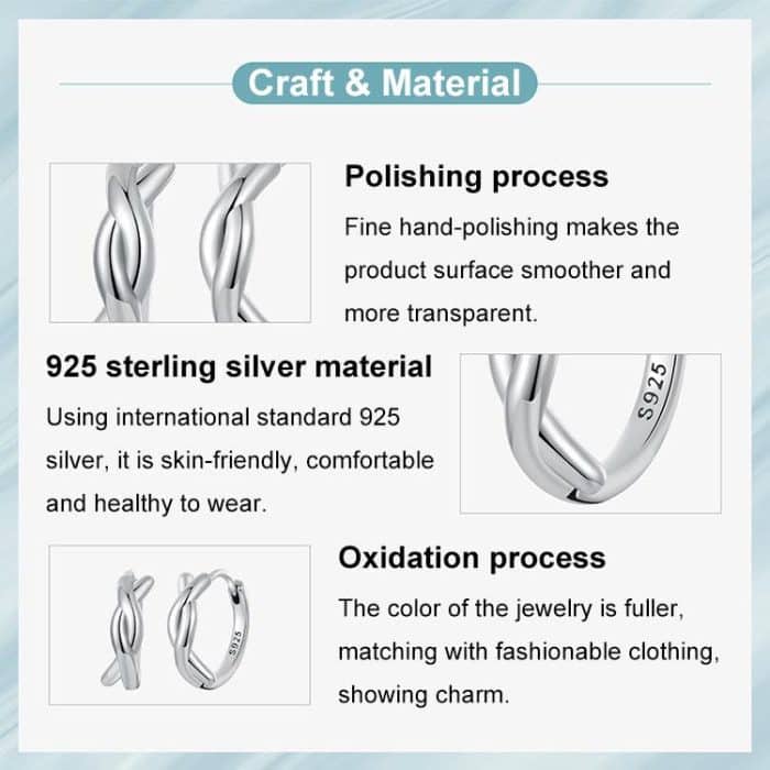 S925 Sterling Silver Oxidized Twist Knot Earrings Twisted Rope Earrings – Bild 5