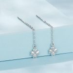 S925 Sterling Silver Lucky Four-leaf Clover Ear Wire Ear Stud Earrings – Bild 2