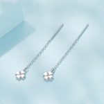 S925 Sterling Silver Lucky Four-leaf Clover Ear Wire Ear Stud Earrings – Bild 3