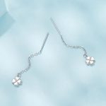 S925 Sterling Silver Lucky Four-leaf Clover Ear Wire Ear Stud Earrings – Bild 4