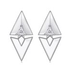 S925 Sterling Silver Platinum-Plated Triangle Geometric Ear Stud Quadrangular Earrings