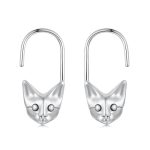 S925 Sterling Silver Oxidized Cute Cat Ear Hook Earrings