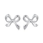 S925 Sterling Silver Platinum-Plated Bow Earrings