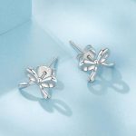 S925 Sterling Silver Platinum-Plated Bow Earrings – Bild 2