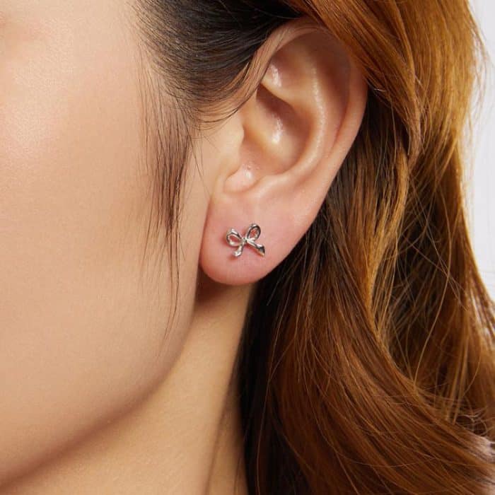 S925 Sterling Silver Platinum-Plated Bow Earrings – Bild 6