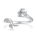 S925 Sterling Silver Oxidized Mermaid Adjustable Ring