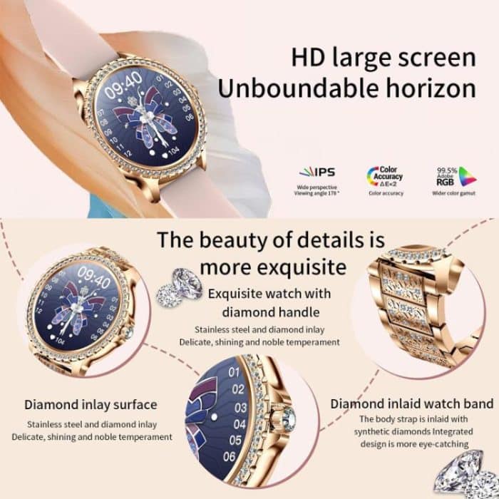 Bluetooth Calling AI Voice Assistant Life Waterproof Sports Smartwatch, Black Silicone Strap, Gold Pink Silicone Strap, Silver Gray Silicone Strap, Gold Rough Steel Strap+Pink Silicone Strap, Silver Rough Steel Strap+Gray Silicone Strap... – Bild 4