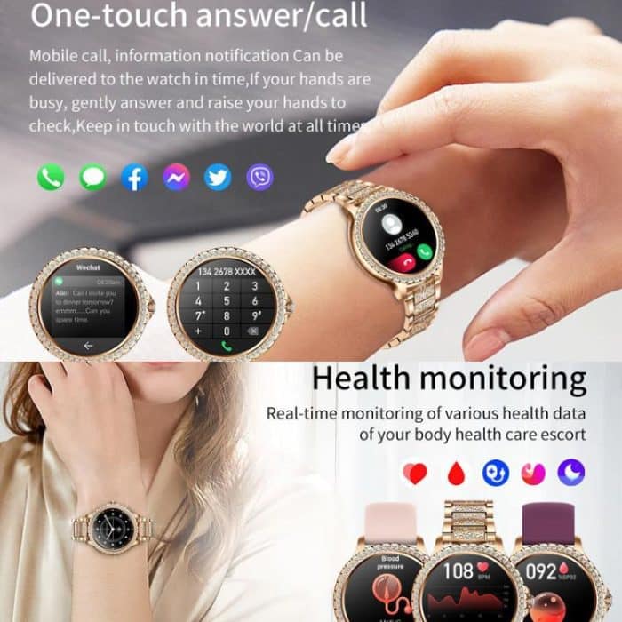 Bluetooth Calling AI Voice Assistant Life Waterproof Sports Smartwatch, Black Silicone Strap, Gold Pink Silicone Strap, Silver Gray Silicone Strap, Gold Rough Steel Strap+Pink Silicone Strap, Silver Rough Steel Strap+Gray Silicone Strap... – Bild 7