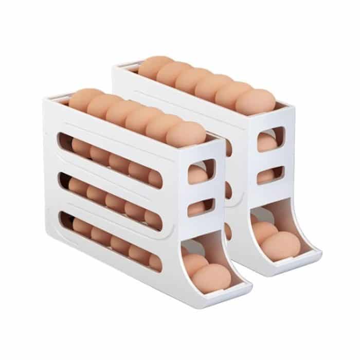 2pcs Kitchen Eggs Organizer 4-layer Slide Refrigerator Eggs Rack Automatic Rolling Tray Drop-proof Carton – Bild 1