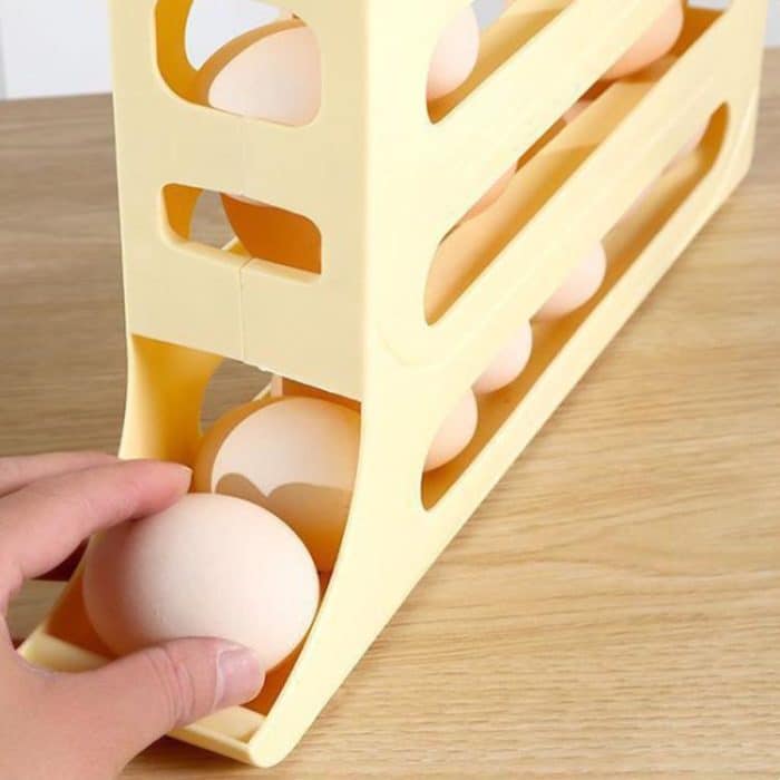 2pcs Kitchen Eggs Organizer 4-layer Slide Refrigerator Eggs Rack Automatic Rolling Tray Drop-proof Carton – Bild 11
