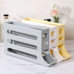 2pcs Kitchen Eggs Organizer 4-layer Slide Refrigerator Eggs Rack Automatic Rolling Tray Drop-proof Carton – Bild 3