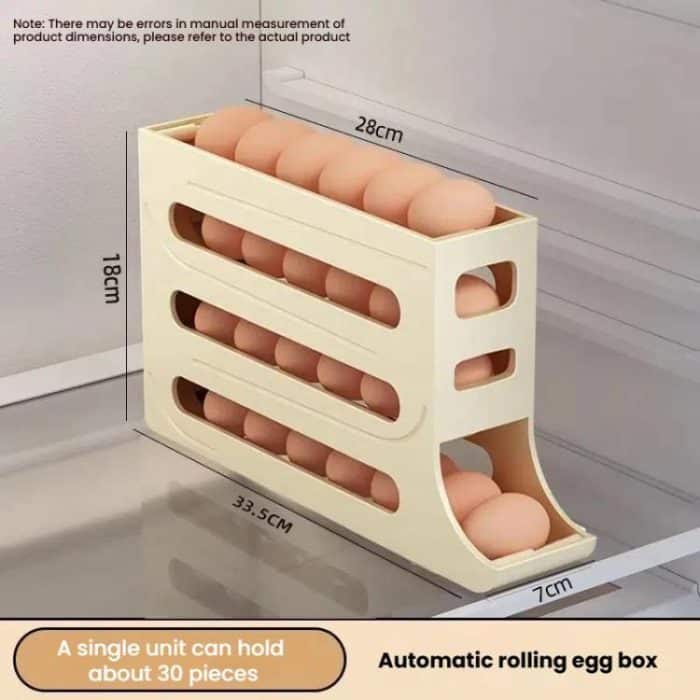2pcs Kitchen Eggs Organizer 4-layer Slide Refrigerator Eggs Rack Automatic Rolling Tray Drop-proof Carton – Bild 4