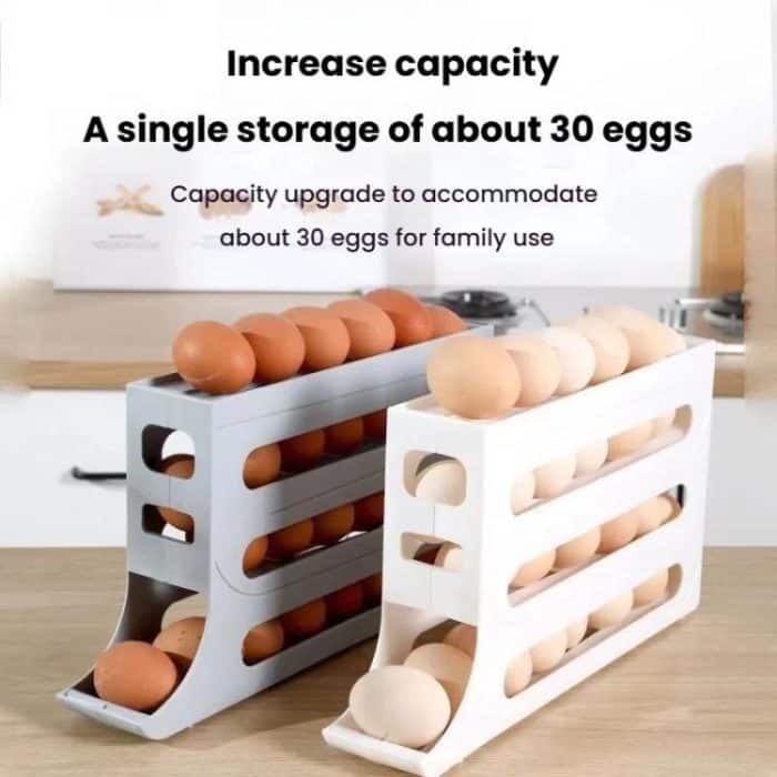 2pcs Kitchen Eggs Organizer 4-layer Slide Refrigerator Eggs Rack Automatic Rolling Tray Drop-proof Carton – Bild 6