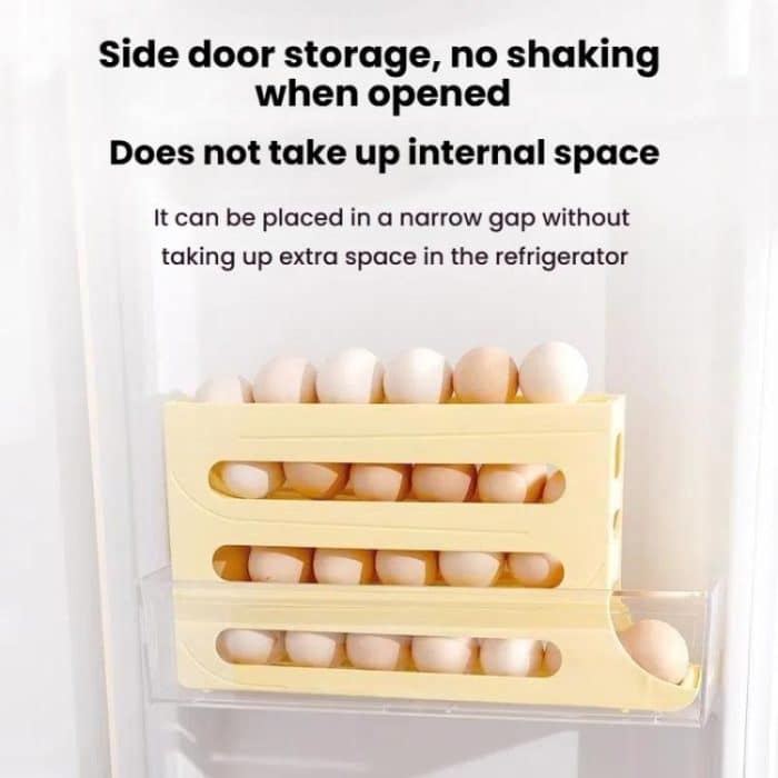 2pcs Kitchen Eggs Organizer 4-layer Slide Refrigerator Eggs Rack Automatic Rolling Tray Drop-proof Carton – Bild 8