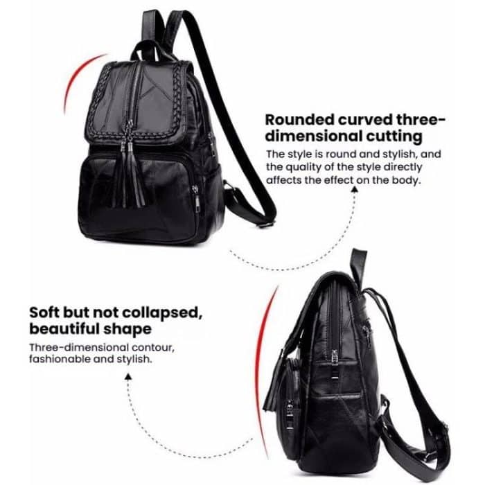 Casual Women Shoulder Bag PU Leather Simple Versatile Trend Female Backpack Student Travel Schoolbag – Bild 5