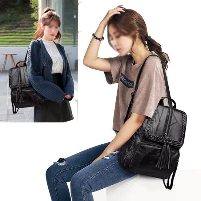 Casual Women Shoulder Bag PU Leather Simple Versatile Trend Female Backpack Student Travel Schoolbag – Bild 9