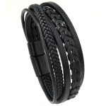 Stylish Minimalist Handmade Braided Leather Bracelet for Men with Magnetic Clasp Closure