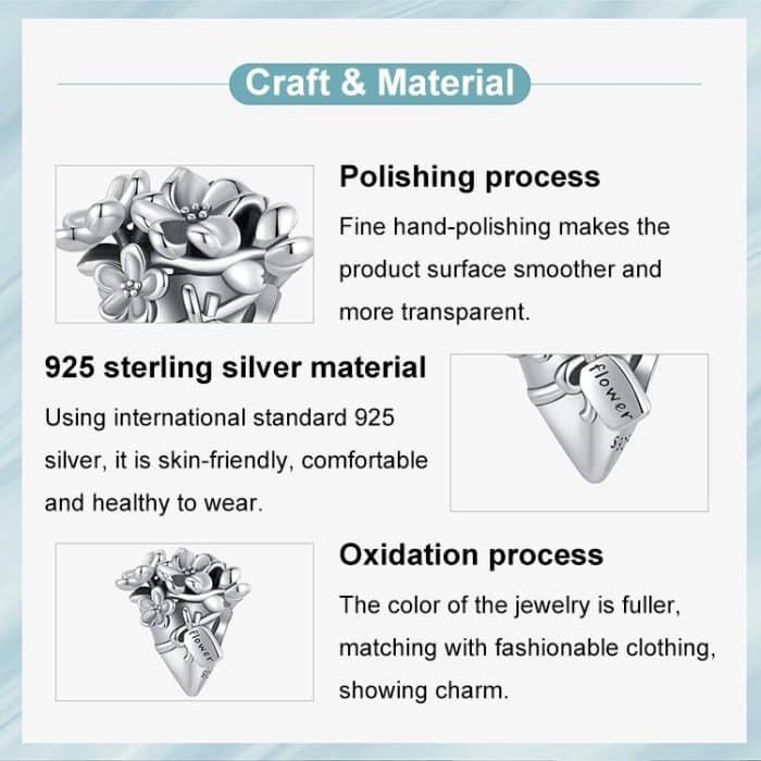 S925 Sterling Silver Oxidized Bouquet Bracelet Beads – Bild 4