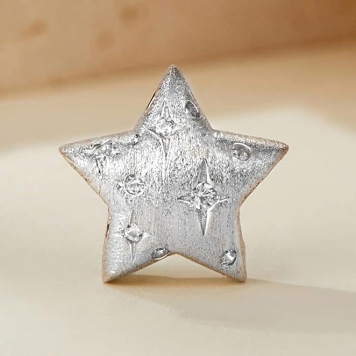 S925 Sterling Silver Platinum-Plated Five-Pointed Star Beads – Bild 2
